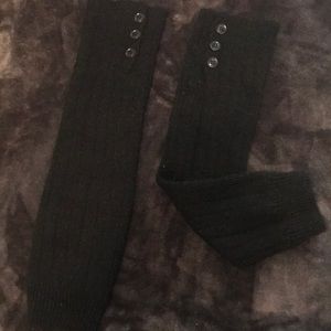 Black Leg Warmers with Buttons